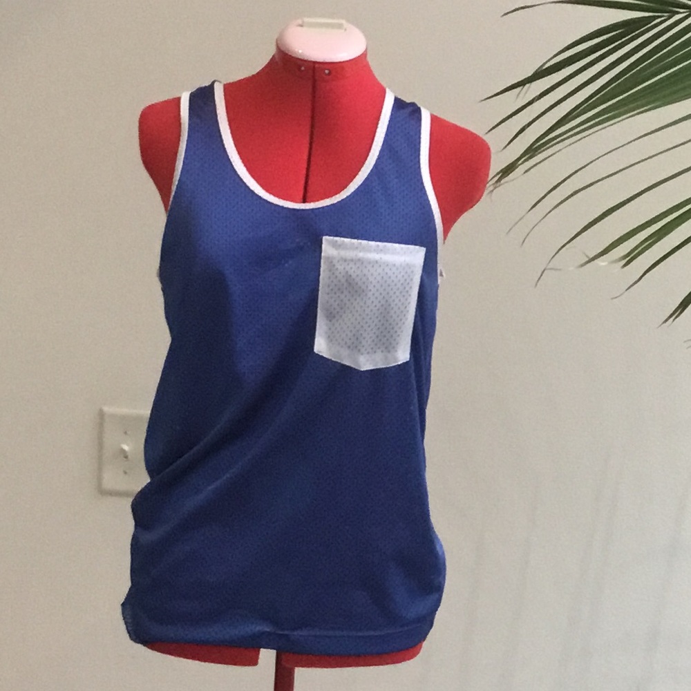 Blue White Mesh Jersey American Apparel XS/S